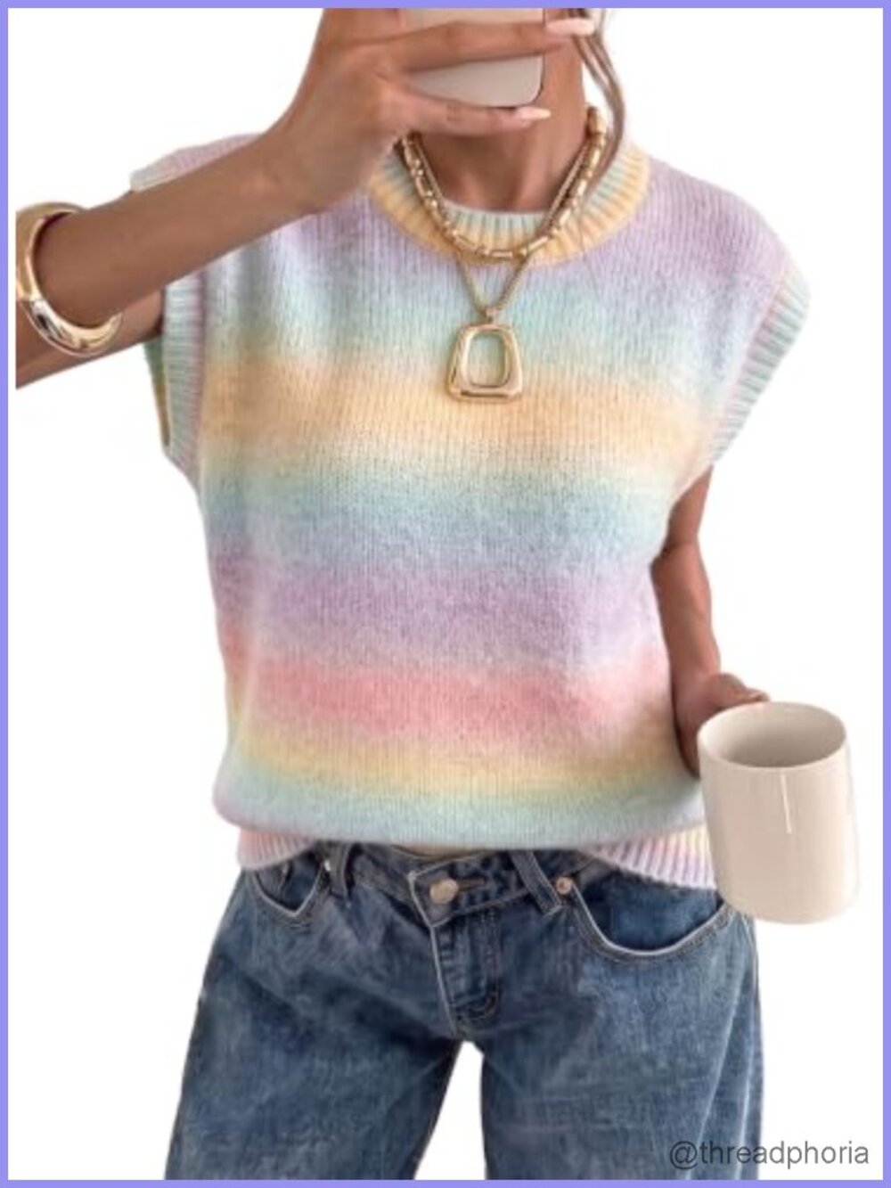 EVALESS Women's Gradient Knit Sleeveless Sweater Vest Pullover Tank Tops